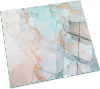 Produktbild von Abstraktes flüssiges Muster – Glasbodenplatte für – Kaminofen – Kaminplatte Glas – Schutzglas – Funkenschutzplatte –Glasbodenplatte Feuerfeste – Hitzeschutzplatte – Bodenschutz aus Glas – 50x50 cm