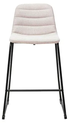 Produktbild von Miliboo - Barhocker aus Stoff in strukturierter Samtoptik beige und Metall H64 cm (Set aus 2) SAURY