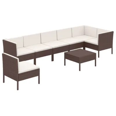 Produktbild von vidaXL 8-tlg. Garten-Lounge-Set mit Auflagen Poly Rattan Braun