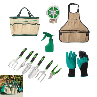 Produktbild von Gartenwerkzeugset, 11-teiliges Gartengeräte-Set aus Aluminiumlegierung mit Gartentasche, Gartengeschenk für Frauen und Männer