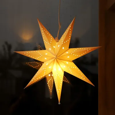 Papier-LED-Stern 55 cm, warmweiß, E14, aufhängbar, Weihnachtsdekoration