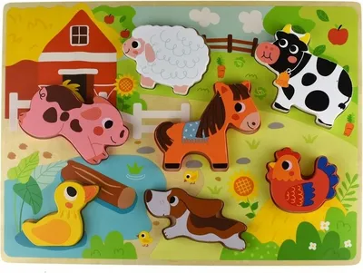 Image de Tooky Toy Puzzle en bois Montessori Animaux de la ferme