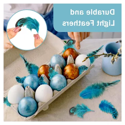 Produktbild von Bastelfedern Blau, 160 Stück Fasanen- und Perlhuhnfedern für DIY-Projekte, Traumfänger, Ohrringe, Masken, Schmuck und Ostereier