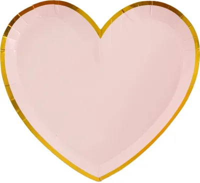 Image de 10 assiettes en carton coeur rose or