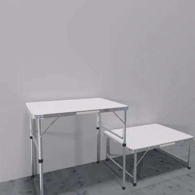 Produktbild von Camping Tisch - Klappbarer Camping- und Picknicktisch - Höhenverstellbar - Metallgestell - 75 cm Tischplatte - Weiß