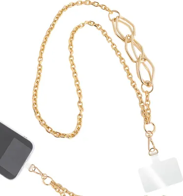 Obrázek produktu pro Šňůrka na mobilní telefon, řetízek na mobilní telefon, nastavitelné popruhy na mobilní telefon, kožený + kovový popruh přes rameno, řetízek na mobilní telefon