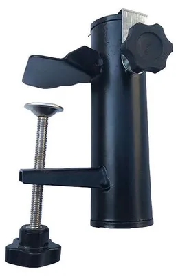 Produktbild von Sonnenschirmhalter für rechteckige Geländer, Schirmständer aus Metall, fester Cliphalter, Schirmständer, Balkonschirmhalter, Tischklemme für Balkon, Terrasse oder Tisch