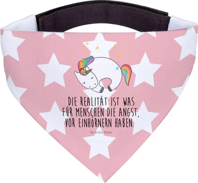 Produktbild von Mr. & Mrs. Panda Bandana Einhorn Nacht - Rot Pastell - Geschenk, Freundin, Hundehalstuch, Träume, Unicorn, Menschen, Traum, Hunde Hals Tuch, Halstuch, für Hund
