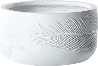 Produktbild von BELIANI Blumentopf Cremeweiß Ton und Glasfaser Rund 43 x 43 x 23 cm mit Palmen Muster Anik-Optik Modern Outdoor Garten Indoor Außenbereich Innenbereich