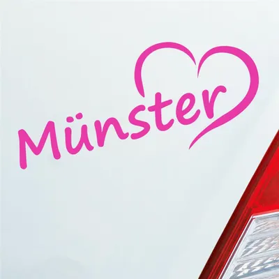 Produktbild von Auto Aufkleber Münster Herz Heart Stadt City Liebe Love 18,5x8 cm Pink Sticker Heckscheibenaufkleber