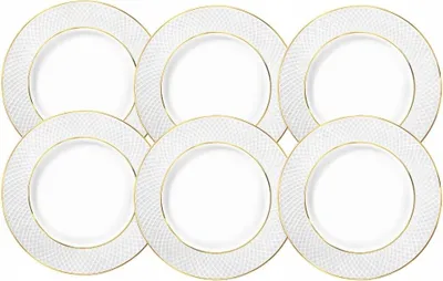 Zdjęcie produktu dla Talerz porcelanowy Wilmax ze złotym brzegiem, 6 sztuk, 18 cm - WL-880102101/A6