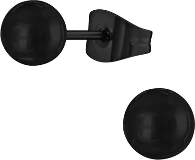 Produktbild von Ohrringe Ohrstecker 316L Chirurgenstahl mit schwarzer Kugel 2-6mm Größe - 5 mm