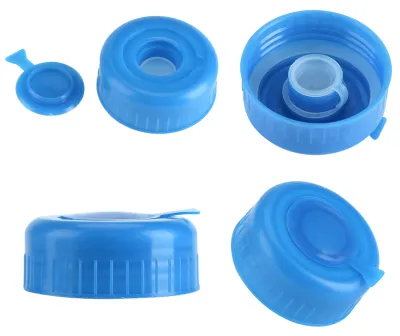 Image de Lot de 5 bouchons anti-éclaboussures de rechange à visser pour bouteilles d'eau de 3,8 litres, couleur bleue