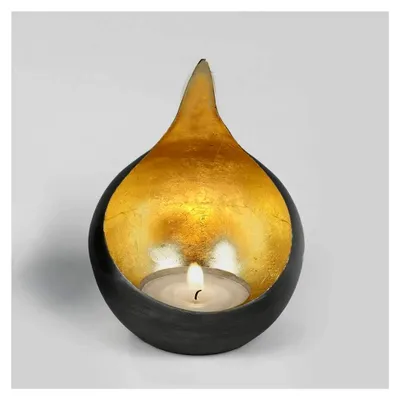 Produktbild von Windlicht Caldera klein schwarz-gold