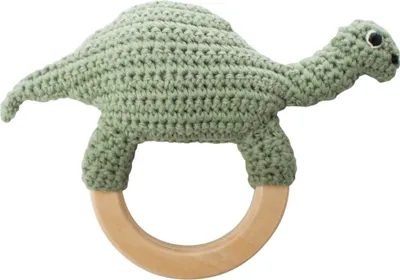 Produktbild von Sebra goldige Baby Häkelrassel Greifling crochet Dino Brontosaurus grün