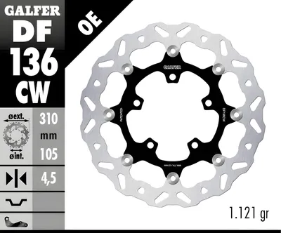 Produktbild von Bremsscheibe Set Galfer 2x DF136CW WAVE® schwimmend vorne 310x4,5mm für Honda CBR R CB X 500 / 650 ccm Bj. 2019 - 2023