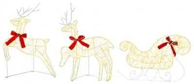 Produktbild von vidaXL Weihnachtsrentier mit Schlitten 3 stk. 60 LEDs Warmes Weiß