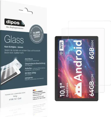Image de 2x Protection ecrán pour Yicty X108 10.1 Zoll mat Verre souple Film Protecteur 9H dipos