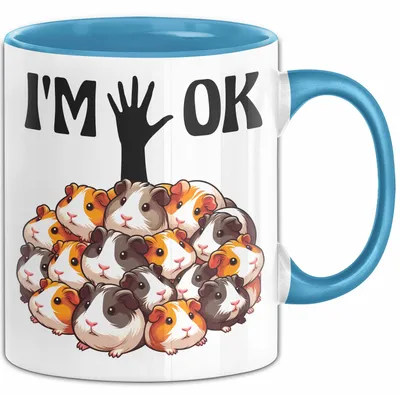 Produktbild von Meerschweinchen-Besitzer Tasse Geschenk Lustiger Spruch I'M Ok (Blau)