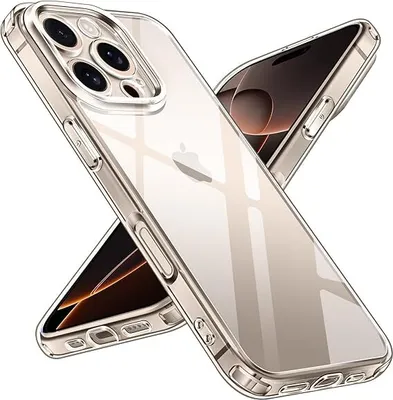 Produktbild von Hülle für iPhone Handyhülle Transparent, durchsichtig Schutzhülle, iPhone Clear Case, Stoßfest, Kratzfest mit Displayschutz – IPhone 16 Pro / Ohne