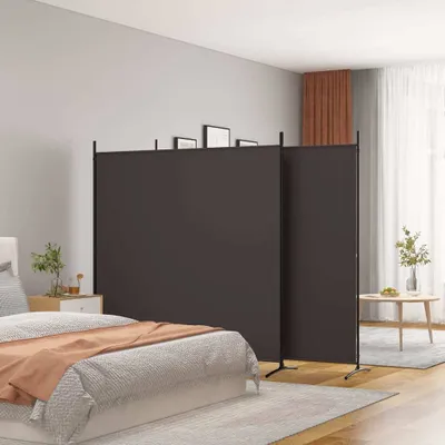 Produktbild von vidaXL 3 tlg. Paravent Braun 525x180 cm Stoff - Raumteiler - Paravent - Raumtrenner - Trennwand