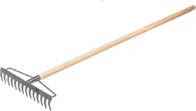 Produktbild von Gartenrechen Gartenharke Rechen Harke Rasenrechen Kohlestahl 18 Zinken/Grau -100cm