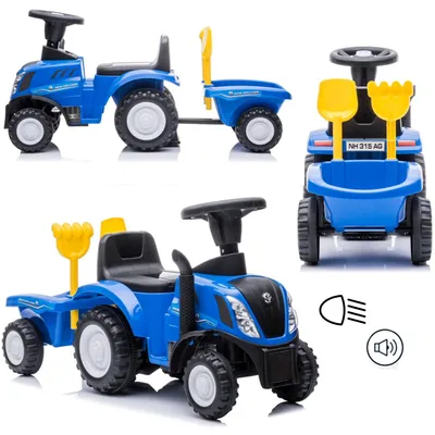 Produktbild von COIL Kindertraktor, New Holland Traktor, Traktor mit Anhänger, Schiebefahrt für Kinder, ab 12 Monaten, Blau