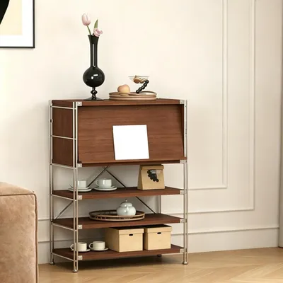 Produktbild von Regal Aufbewahrungsschrank, Vitrine Sideboard Beistellschrank, Stauraumschrank für Wohnzimmer, Esszimmer, Flur und Schlafzimmer 110x80x40cm /LYJY-80/