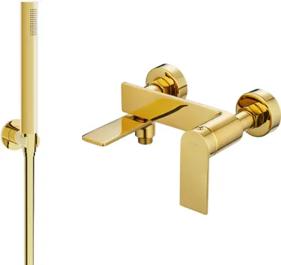 Produktbild von Mexen Zero R70 Wannenbatterie mit Brausegarnitur, Gold - 7113R70-50