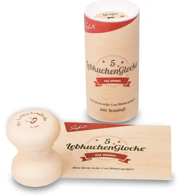 Produktbild von Lebkuchenglocke | Das Original | 5 cm aus Ahornholz | inkl. Rezeptheft | handgefertigt  Germany | perfekte Backform für Nürnberger Lebkuchen & Kekse