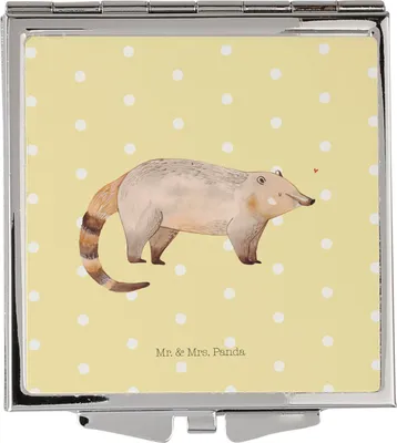 Produktbild von Mr. & Mrs. Panda Kosmetikspiegel Nasenbaer - Gelb Pastell - Geschenk, Lustige Sprüche, Nasenbären, Handspiegel, Rüsselbär, Schminkspiegel, Taschenspiegel, Frauen Spiegel