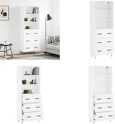 Produktbild von vidaXL Highboard Weiß 69,5x34x180 cm Holzwerkstoff - Highboard - Highboards - Sideboard - Schrank