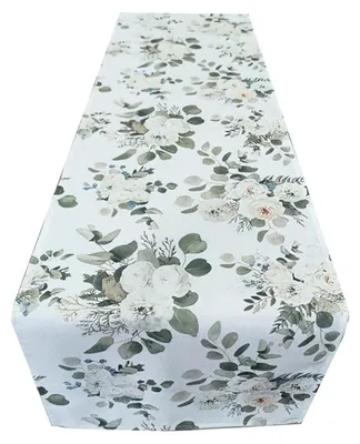 Produktbild von Tischdecke, Tischläufer, Frühling, Blumen 60x120 Weiße, hellgrüne Blüten 461