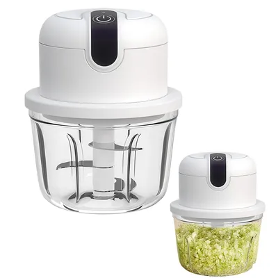 Produktbild von Elektrischer Mini-Zerkleinerer, 350 ml, Gemüsezerkleinerer, USB-Typ-C-Aufladung, tragbarer Zerkleinerer für Fleisch, Babynahrung, Obst, Camping, Weiß
