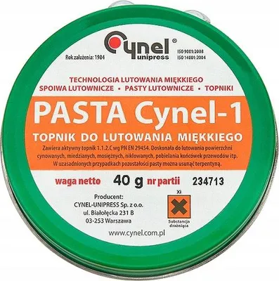 Produktbild von Cynel IN-AW-WG-80X-03-9-000-2 Lötpaste de 40g, verbessert die Leitfähigkeit und erleichtert das Löten von elektronischen und elektrischen Bauteilen.