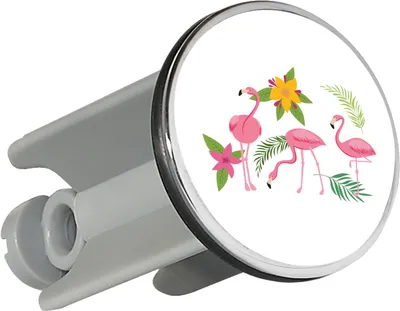 Produktbild von Huuraa Waschbeckenstöpsel Flamingos Comic 4cm höhenverstellbar Abflussstopfen Geschenkidee