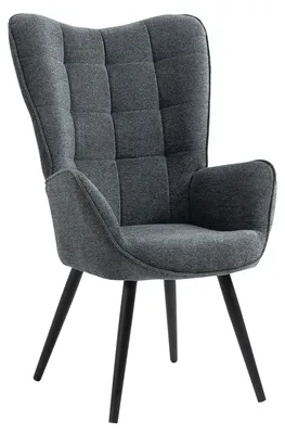 Image de Meubles Cosy Fauteuil scandinave avec accoudoirs en tissu gris gris foncé à surpiqûres - FUNKEL