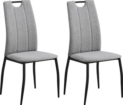 Productafbeelding van CasaDolce Eetkamerstoel STARKES, set van 4, lichtgrijs, 47x54x97 cm, ergonomische rugleuning, handgreep, bekleed, metalen poten, maximaal draagvermogen: 120 kg