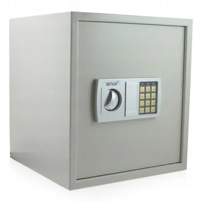 Zdjęcie produktu dla BIUROWY SEJF ELEKTRONICZNY SZYFROWY PÓŁKA KLUCZE JASNOSZARY Domowy Na Kod