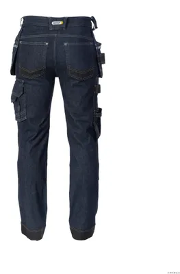 Produktbild von DASSY® Melbourne Multitaschen-Stretch-Jeans mit Kniepolstertaschen, Farbe:jeansblau/schwarz, Größe:56-5cm