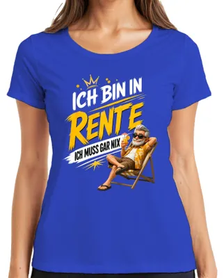 Produktbild von Ich bin in Rente ich muss gar nix Rentner Statement Sarkasmus Opa Damen T-Shirt, Blau, M