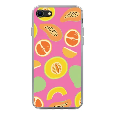 Produktbild von MuchoWow® Handyhülle Schutzhülle Hülle für iPhone 7 Obst - Muster - Rosa Silikon Softcase Handy Hülle - Kartenhalter