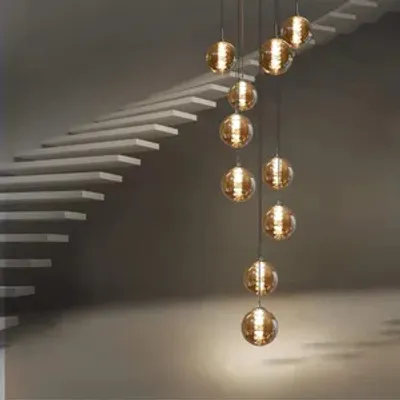Obrázek produktu pro ZMH Závěsná Lampa Na Jídelní Stůl Plamenná Jantarová Závěsná Lampa Výškově Nastavitelná Závěsná Lampa Do Obývacího Pokoje Ložnice Kuchyně Chodba