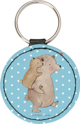 Produktbild von Mr. & Mrs. Panda Schlüsselanhänger Papa Bär - Blau Pastell - Geschenk, Vatertag, motiv, Schwester, Onkel, Anhänger, Bunt, schlüssel, Vater, Taschenanhänger