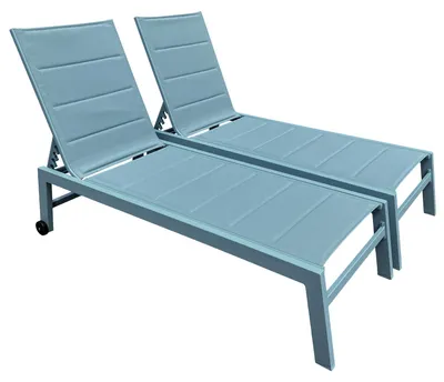 Produktbild von 2erSet Sonnenliegen BARBADOS aus hellblauem Textilene - hellblaues Aluminium
