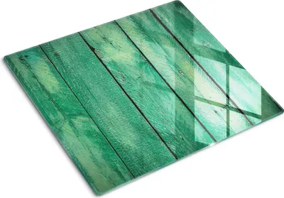 Obrázok produktu pre Sklenená ochranná doska – Kryt varnej dosky – Kryt na indukčnú dosku – 60x52 cm – Rýchle čistenie – Tvrdené sklo – Drevené dosky zelené