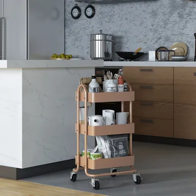 Immagine prodotto di Carrello da cucina 'Pyhäntä' 78,5 x 46 x 35 cm acciaio marrone chiaro