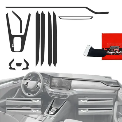 Produktbild von 11in1 Schutzfolien Grizz Protector für Mittelkonsole & Armaturenbrett - Skoda Octavia 4 13" Facelift (2024-2026) Schwarz Matt Antifingerprint