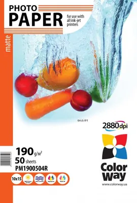Obrázok produktu pre Colorway PM1900504R, Matný, 190 g/m², Inkjet, A6, 10x15 cm, 4x6"