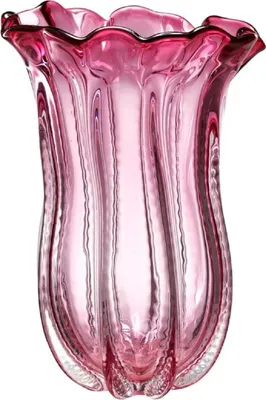 Produktbild von Casa Padrino Designer Glas Blumenvase Rosa Ø 25 x H. 35 cm - Luxus Deko Vase